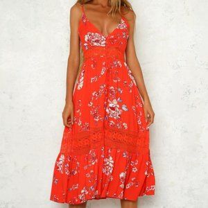 Hello Molly || Kiss and Resolve Midi Dress Red